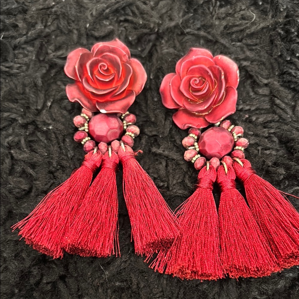 Charlotte Russe Red Tassel Earrings